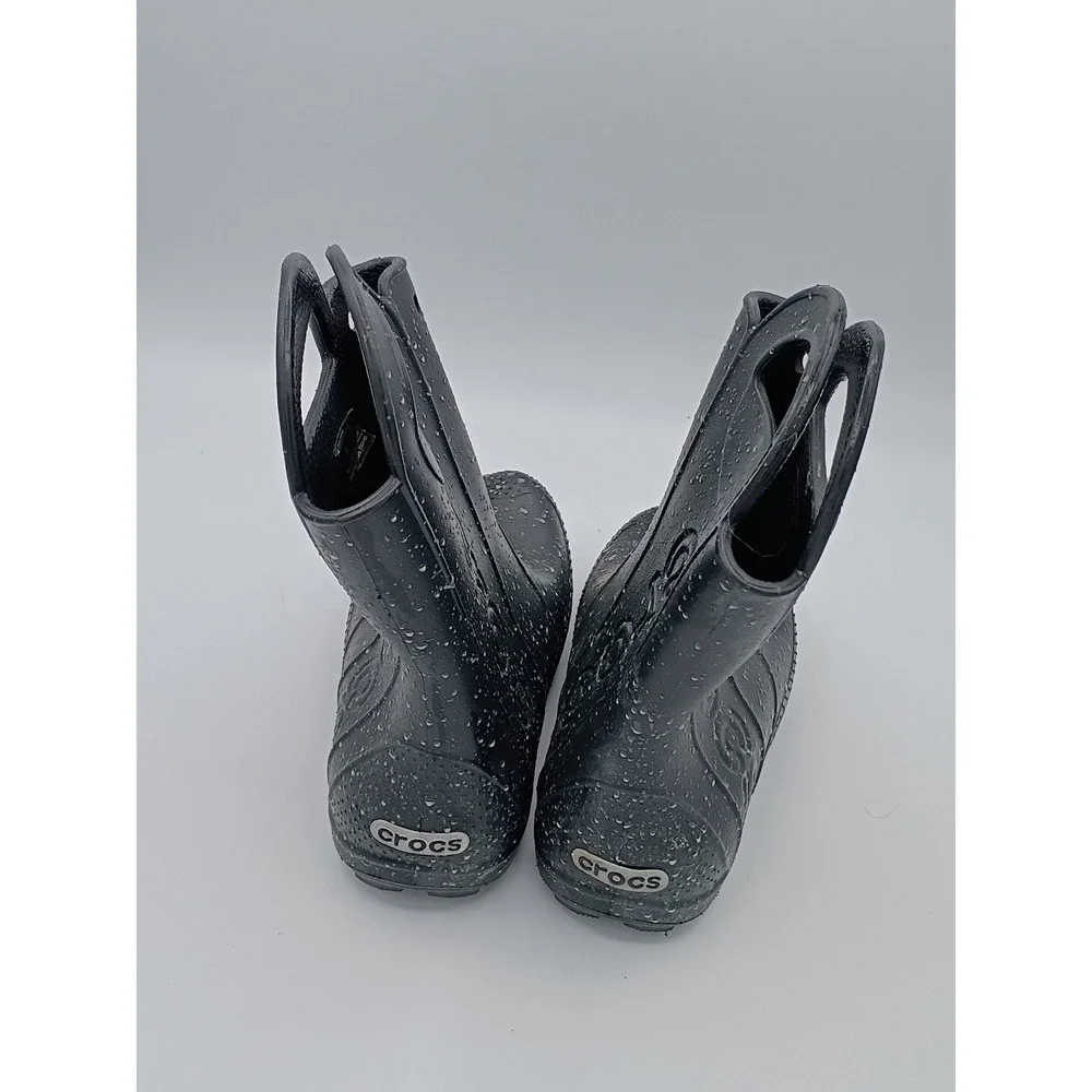 Crocs Kids Handle It Rain Boot Black J1 Waterproof Pull-On Boots